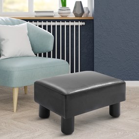 Apoio para os Pés Pufe Banco Pequeno Estofado em Pele Sintética com Assento Acolchoado e Pés de Plástico 40x30x24 cm Preto