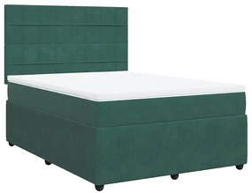 Cama com molas/colchão 140x190 cm veludo verde-escuro