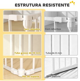 Parque para Cães Dobrável com 6 Painéis Porta com Fecho Duplo Barreira de Segurança para Escada Corredor Branco