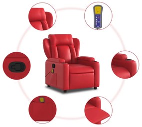 Poltrona de massagens reclinável couro artificial vermelho