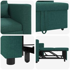 Sofá-Cama Conversível 3 em 1 Verde Escuro