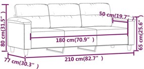 Sofá de 3 lugares 180 cm tecido de microfibra cinzento-escuro