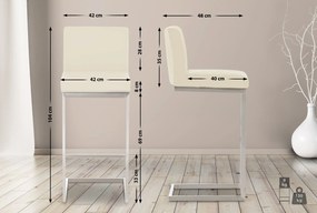 Banco de bar Paros em couro sintético 42 x 104 x 48 cm Creme