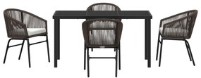 Conjunto de Jantar para Jardim 5 Peças - Vime de Polietileno Castanho