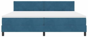 Cama Box Spring com Colchão Azul Escuro 200x200 cm Veludo