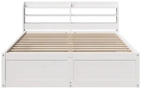 Estrutura cama c/ cabeceira 140x190 cm pinho maciço branco