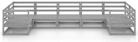 7 pcs conjunto lounge de jardim pinho maciço