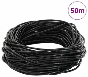 vidaXL Corda de Couro Preto Ø1,5 mm x 50 m Couro