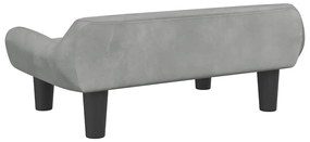 Cama para cães 70x40x24 cm veludo cinzento-claro