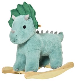 HOMCOM Cavalo de Baloiço Infantil de Dinossauro para Crianças acima de 3 Anos Baloiço com Sons Realistas e Base de Madeira Máx. 45kg