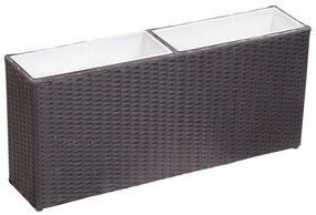vidaXL Floreira com 2 vasos 90x20x40 cm vime PE preto