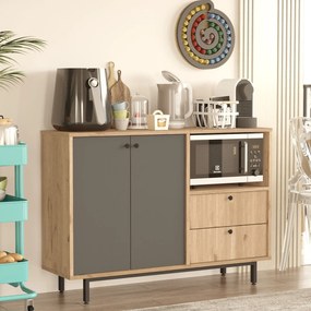 Aparador de cozinha "Toledo" - Carvalho e Antracite - 120x85x35.5cm -