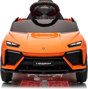 Carro elétrico para crianças Lamborghini Lanzador 12V Pneus em borracha maciça, banco em pele sintética Laranja