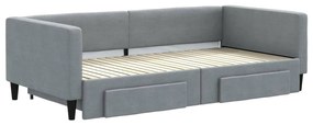 Sofá-cama c/ gavetão e gavetas 100x200 cm tecido cinzento-claro