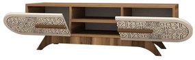 Móvel TV Defne – Nogueira e Creme – 145x37x37 cm
