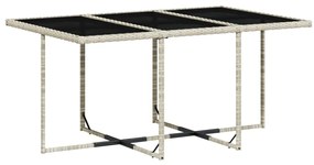 7 pcs conj. jantar p/ jardim c/ almofadões vime PE cinza-claro