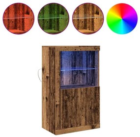 Sideboard vidaXL com Luzes LED Madeira Velha 60,5x37x100 cm