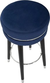 BANCO DE BAR PARIS Ø 35X74 CM AZUL, PRETO E PRATEADO