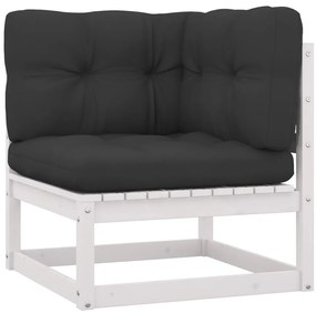 7 pcs conj. lounge de jardim c/ almofadões pinho maciço branco