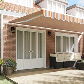 Toldo Retrátil Listras Laranja / Cinza / Azul 600 × 300 cm
