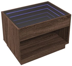 Mesa de centro luzes LED Infinity 70x50x50 cm carvalho castanho