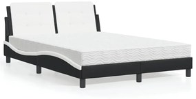 Cama com colchão 140x190 cm couro artificial preto