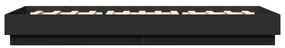 Estrutura de cama com luzes LED 100x200 cm preto