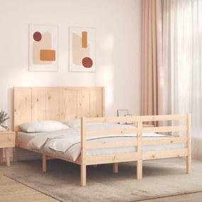 Estrutura de cama de casal com cabeceira madeira maciça
