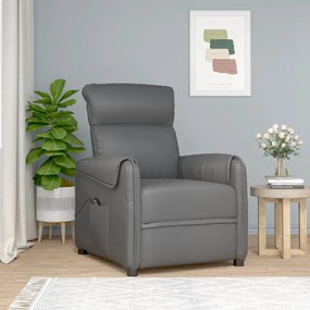 vidaXL Poltrona elevatória couro artificial cinzento