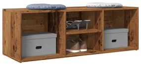 vidaXL Banco sapateira 105x35x35 cm derivados de madeira madeira velha