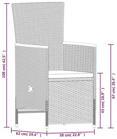 7 pcs conjunto de jantar para jardim com almofadões preto