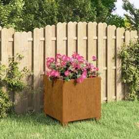 vidaXL Vaso/floreira com pernas 32x30x33 cm aço corten cor enferrujado