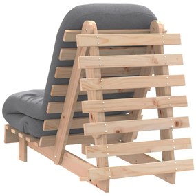 Sofá-cama futon com colchão 60x206x11 cm madeira pinho maciça