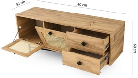Móvel TV Hapsiyas – Carvalho Preto – 140 cm x 60 cm x 40 cm