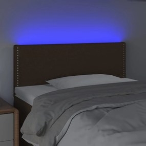 Cabeceira de cama c/ luzes LED tecido 100x5x78/88 cm castanho