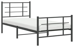 Estrutura de cama com cabeceira e pés 90x200 cm metal preto