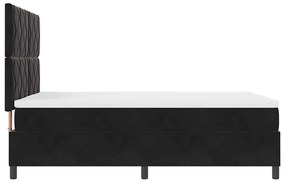 Cama com Caixa de Molas com Colchão &amp; LED Preto 140x200 cm Veludo