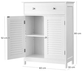 Armário arrumação ou de casa de banho com portas de persiana 60 x 30 x 80 cm Branco 