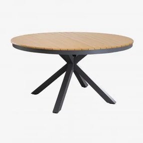 Round Garden Table In Eucalyptus Wood And Aluminum Archer Cinza Grafito & Ø140 Cm - Sklum