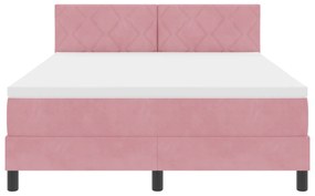 Cama Box Spring com Colchão Rosa 140x200 cm Veludo