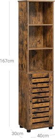 Armário de casa de banho alto 40 x 30 x 167 cm castanho vintage