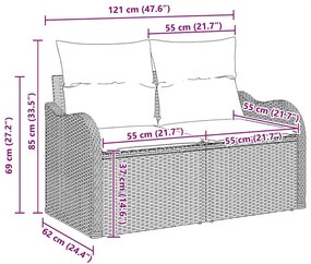 Conjunto de Sofá de Jardim com 10 Peças e Almofadas em Rattan Poliéste