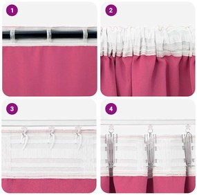 Cortinas 2 pcs Rosa Brilhante 260 x 140 cm Poliéster