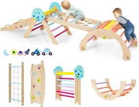 Conjunto Triângulo para escalada Bebés 8 em 1 Montessori de escalada em madeira com tema de astronauta multicolorido