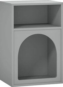 HOMCOM Mesa de Cabeceira Estreita com 2 Compartimentos Abertos, Design em Forma de Arco, 40x30x60 cm, Cinzento | Aosom Portugal