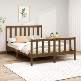 vidaXL Estrutura de cama 140x190 cm pinho maciço castanho-mel