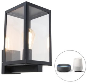 LED Candeeiro de parede exterior inteligente preto com vidro incl. Wifi ST64 - Roterdão Moderno