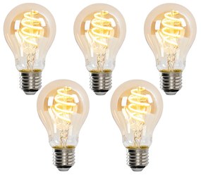 Conjunto de 5 Lâmpada LED inteligente E27 A60 Dourada 4W 270 lm 1800-3000K