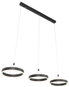 Candeeiro suspenso preto alongado incl. LED 3 níveis regulável com 3 luzes - Lyani Design