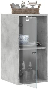 Armário de parede c/ portas de vidro 35x37x68,5cm cinza cimento